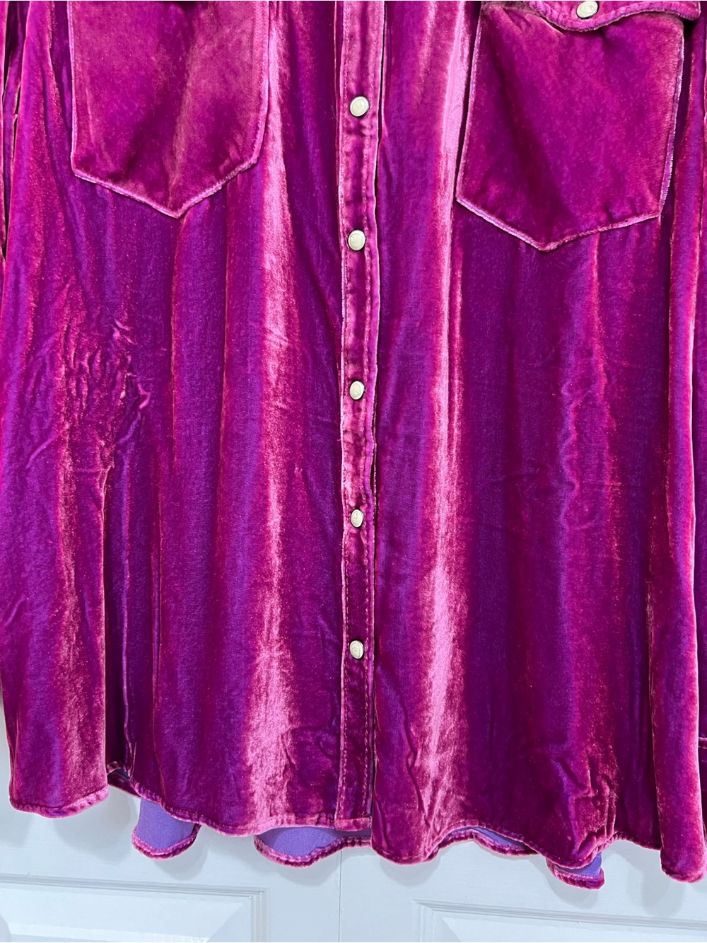 Sundance Rayon/Silk Velvet Button Up Shirt Long Sleeve Fuchsia Pink Size XXL - Picture 4 of 16